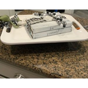 Charcuterie Tray and Decorative books.